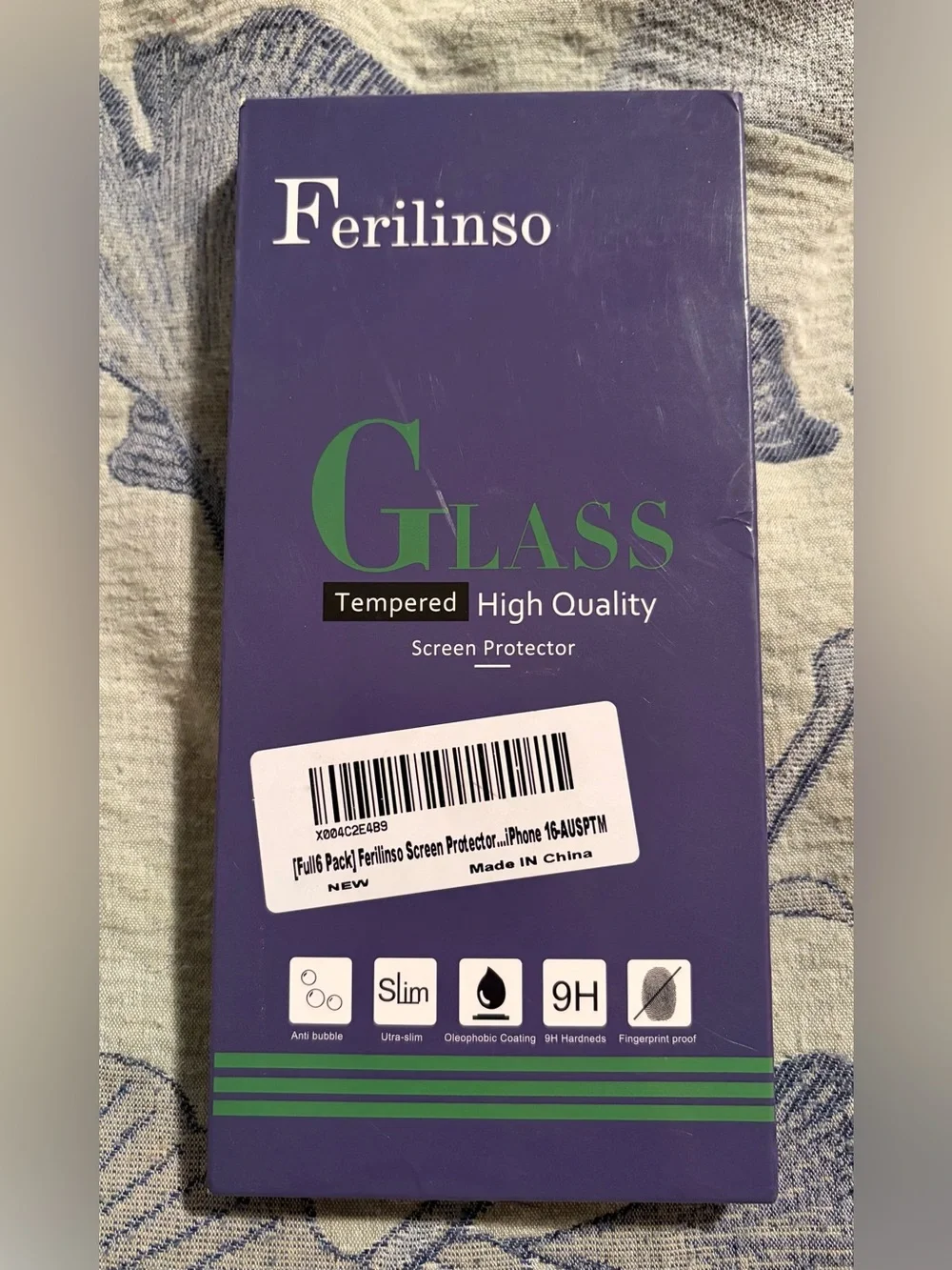Ferilinso iPhone 16 Screen Protector 6-Pack Tempered Glass Privacy Film
